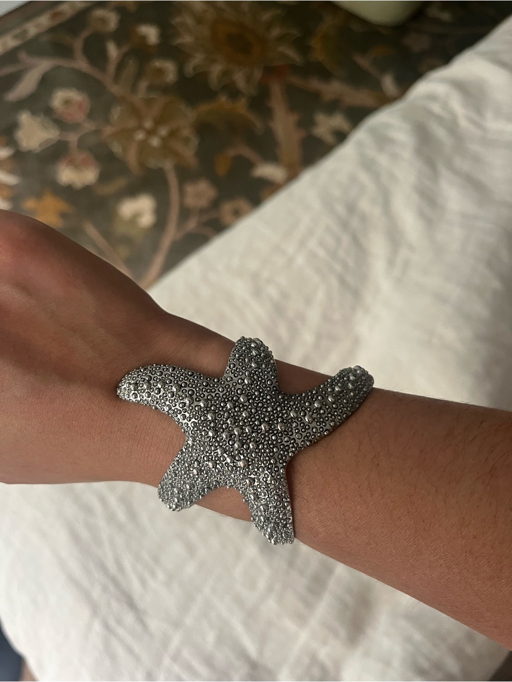 Starfish Statement Cuff Bracelet in Silver